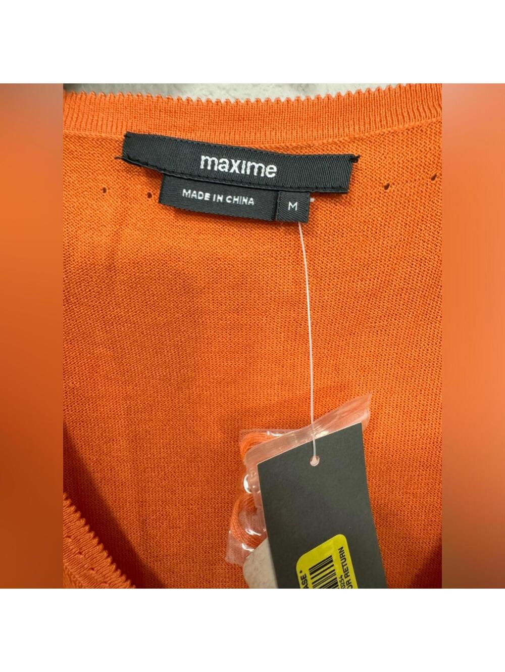 NWT Maxime Orange Short Sleeve Cardigan Top V-Neck Button Up Medium Y2K Coquette - Picture 5 of 5